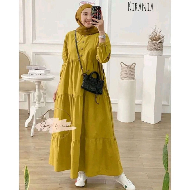 Gamis polos - gamis midi kirania - gamis midi dres busui - kirania gamis busui