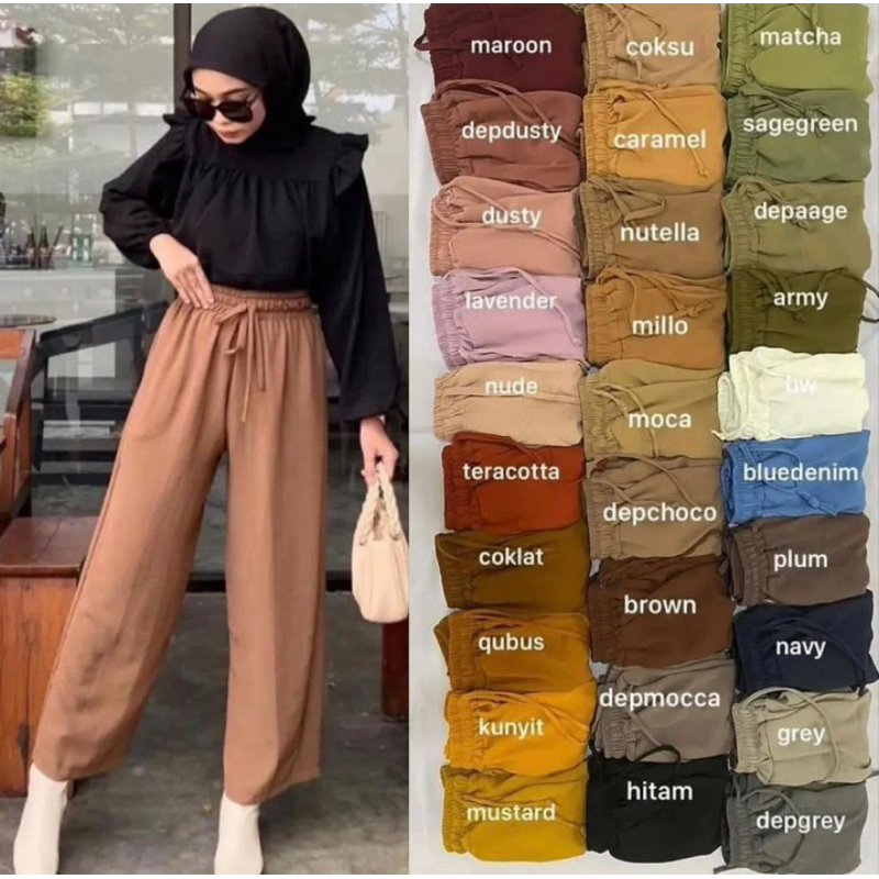 Kulot Highwaist Cringkle Premium//Celana kulot Cringkle Standar-Jumbo terlaris
