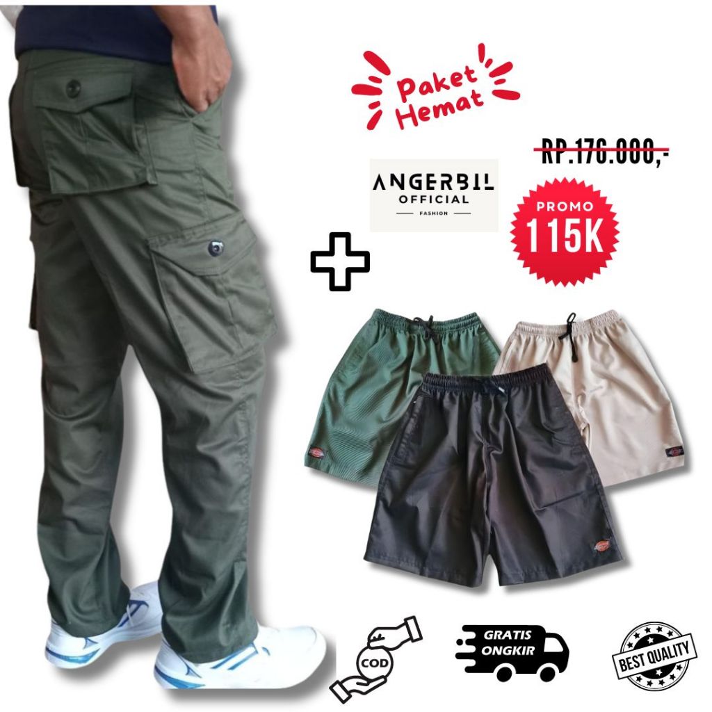 PAKET HEMAT Celana Panjang Cargo +Celana Boardshort/Celana Gunung Pria/Celana Distro Murah/Cargo Pre