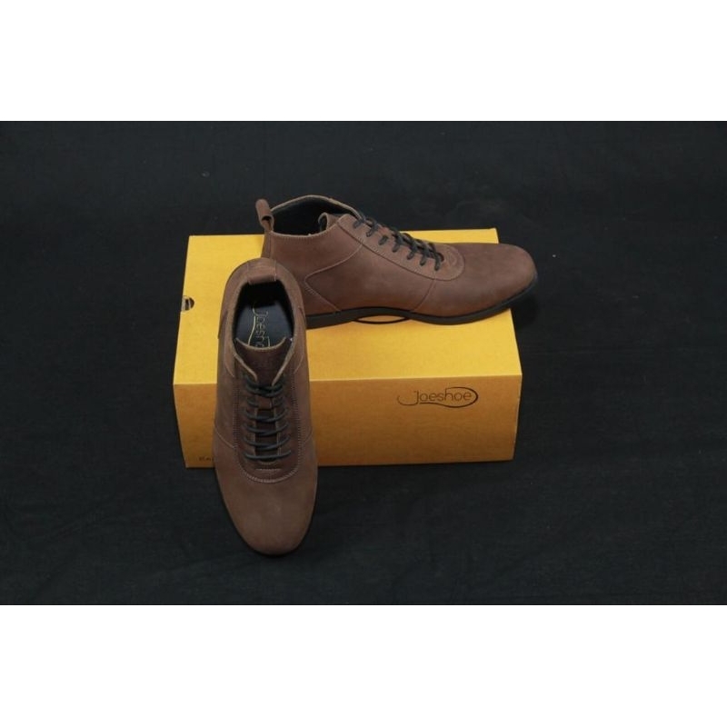 Sepatu kulit sapi asli Joeshoe (sepasang Brodo Coklat)