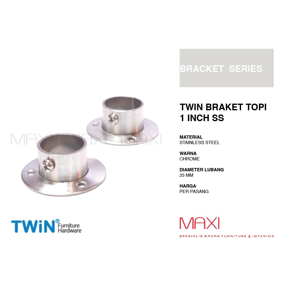 Penjualan Meriah  Twin Braket Topi 1 Stainless Steel  Braket Pipa Gantungan Baju Bulat