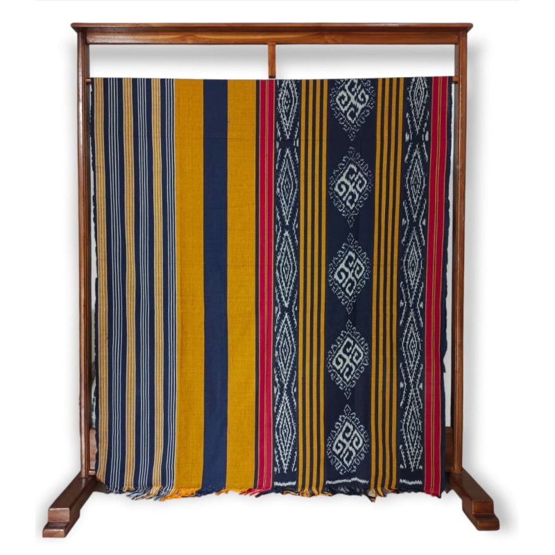Tenun Blanket Lurik Tenun Halusan Tenun Lurik Mix Motif Kuning Biru