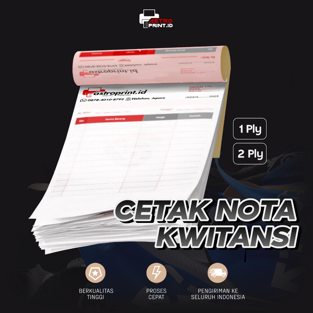 

Cetak Nota / Kwitansi / Invoice 1/4. A6. 1/3. A5. Custom. Free Design