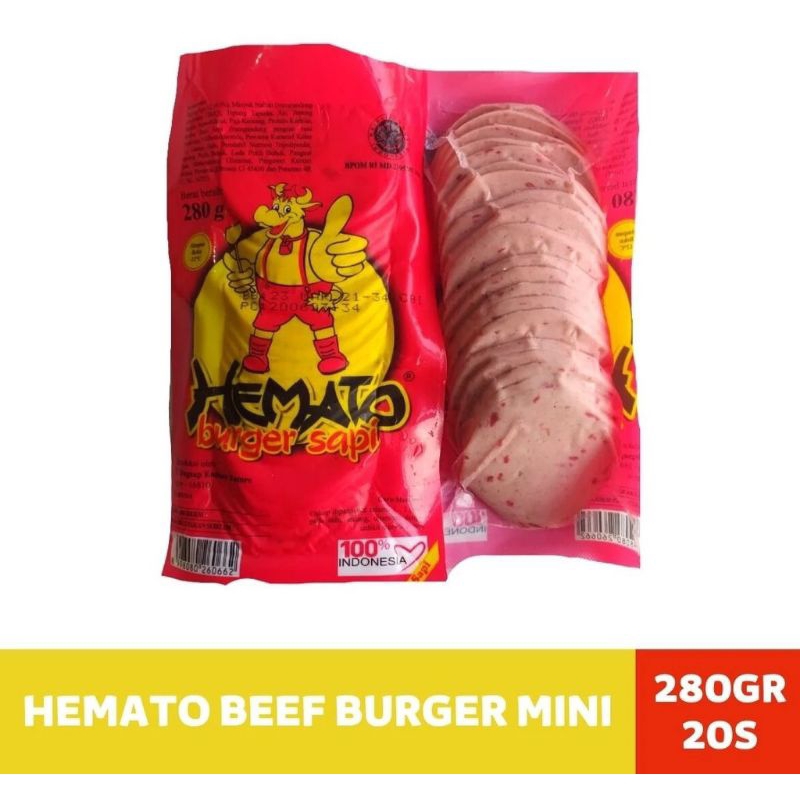 

hemato burger sapi 250gr dan 280 gr