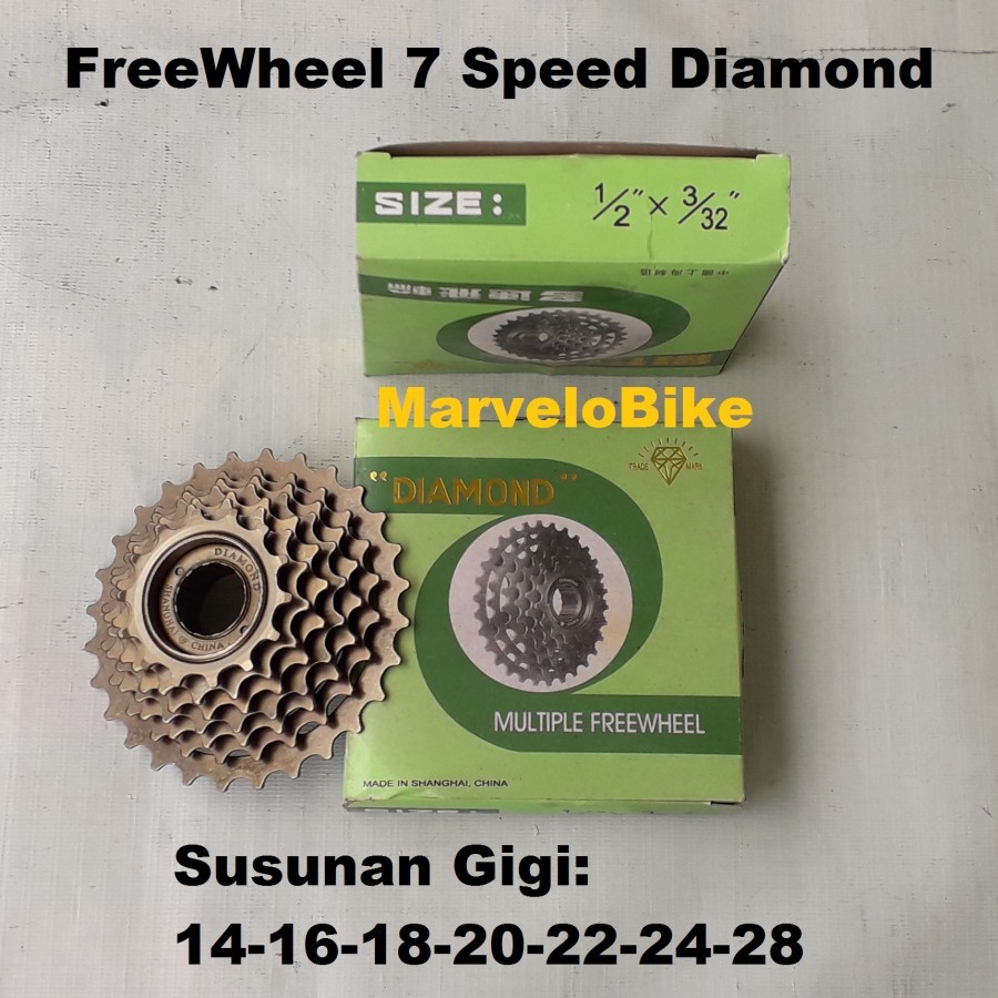 Sproket FreeWheel Sepeda 7 Speed Diamond Drat Ulir