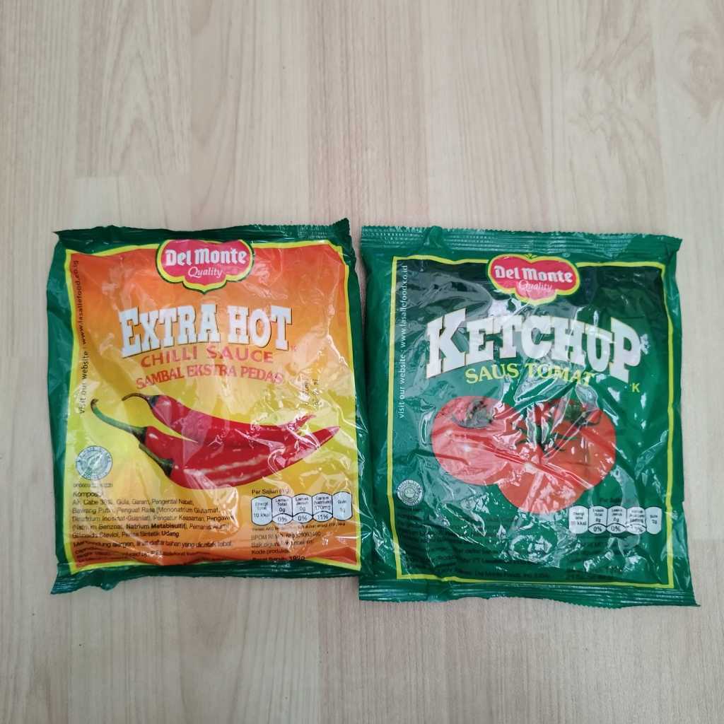 

Del Monte Sachet isi 24pcs varian Saus Sambal Extra Hot dan Ketchup Saus Tomat