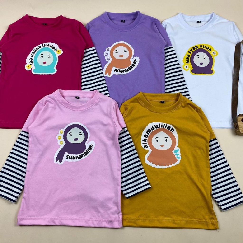 Grosir Baju Anak Perempuan Outsleeve Tees Hijab 1 2 3 4 5 Tahun Pineapple Kids