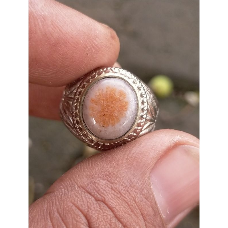 cincin batu akik teratai tunggal asli natural alam