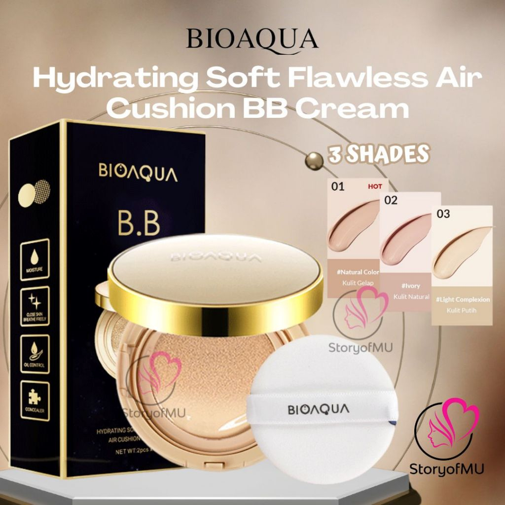 BIOAQUA Hydrating Soft Flawless Air Cushion BB Cream - Bedak Foundation Cair