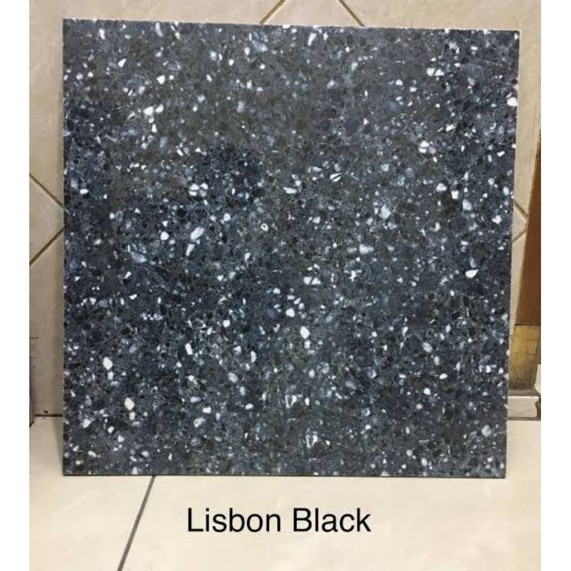 Keramik 50x50 Keramik Lantai 50x50 Glosy Platinum Rectifed Lisbon Black