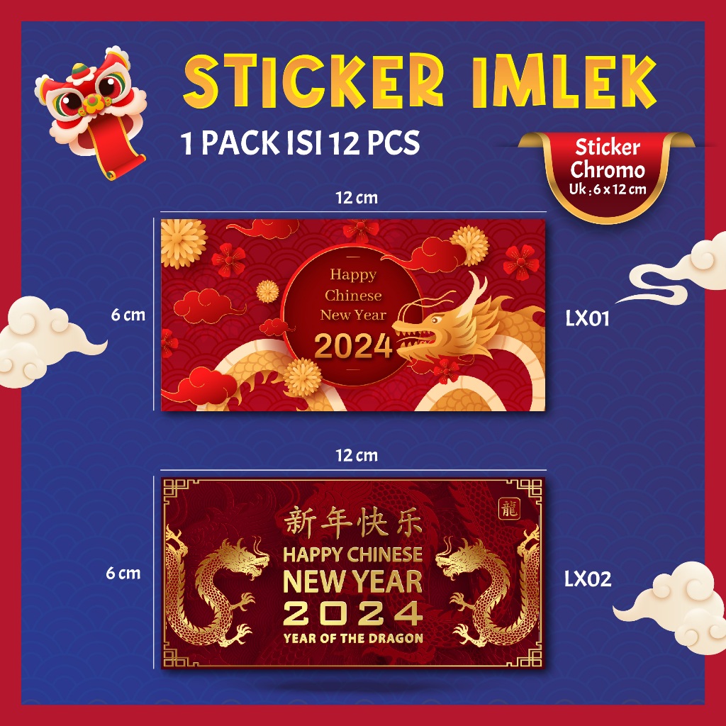 

Sticker Imlek 2024 Stiker Label Toples Kue Hampers Chinese New Year - Isi 12