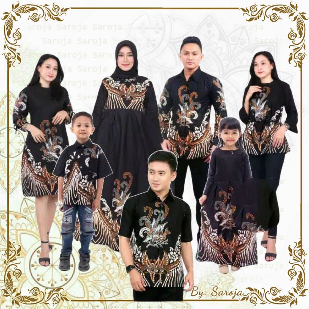Couple Keluarga Family Set Gamis Ayam Serama | Sarimbit Baju Kondangan Motif Batik | Couple Baju Lebaran Terbaru 2024