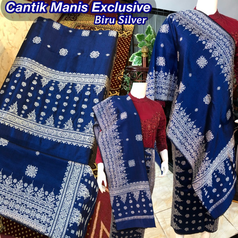 Songket Cantik Manis Exclusive Biru Silver / Songket tenun asli palembang / ilham songket palembang