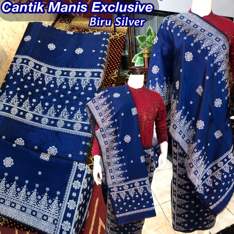 Songket Cantik Manis Exclusive Biru Silver / Songket tenun asli palembang / ilham songket palembang