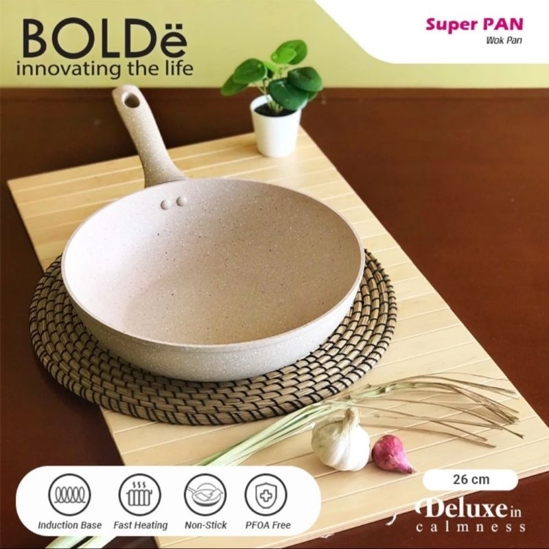 wok pan / pan goreng super pan wok bolde 26 cm beige