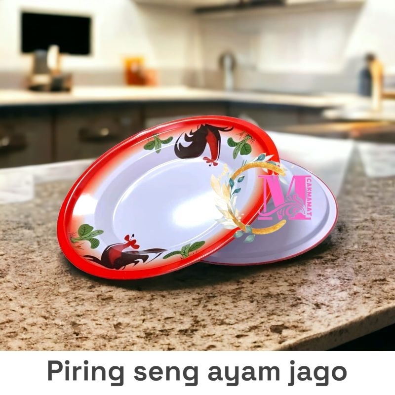 [CM] piring ayam jago enamel seng