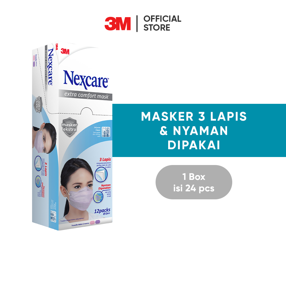 3M™ Nexcare™ Extra Comfort Mask, 3 Lapis &amp; nyaman dipakai, 1 BOX Untuk pemakaian sehari-hari