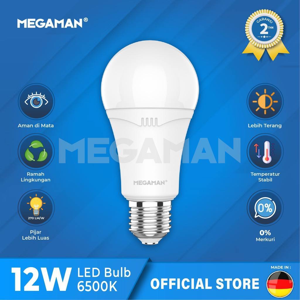Bola Lampu Megaman LED A-Bulb Cahaya Putih 12 watt / 12W / Bohlam