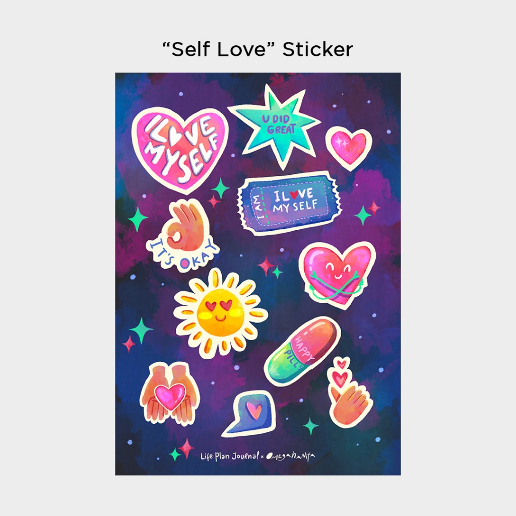 

Life Plan Journal - Sticker Sheet "Self Love" x @omegahanifa - Planner Stickers, Journal Stickers