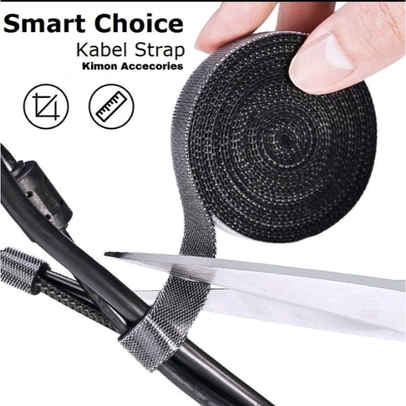 Velcro kabel strap/pengikat kabel perekat/ strap merapikan kabel. Warna hitam harga permeter