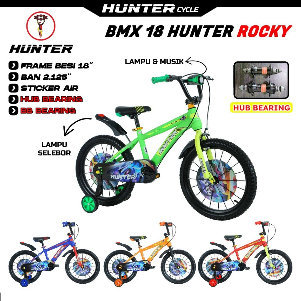 SEPEDA ANAK COWOK BMX 18 INCH HUNTER ROCKY NEW SERIES BAN 2.125