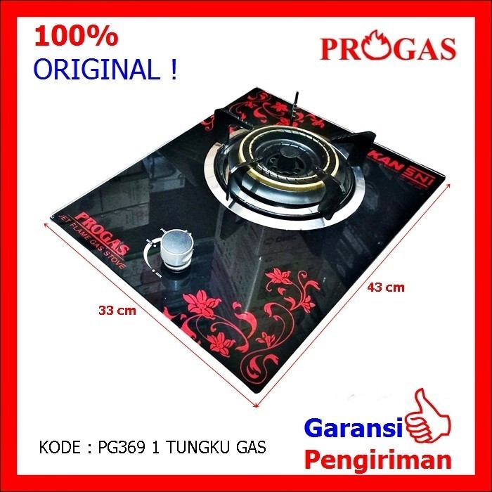 KOMPOR GAS 1TUNGKU TANAM PROGAS KACA PG-369