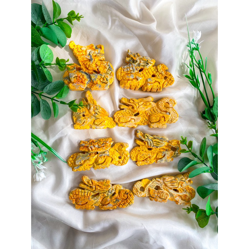 bumblebee jasper carving/ukiran kristal naga/kristal dekorasi alam/kristal energi/crystal healing