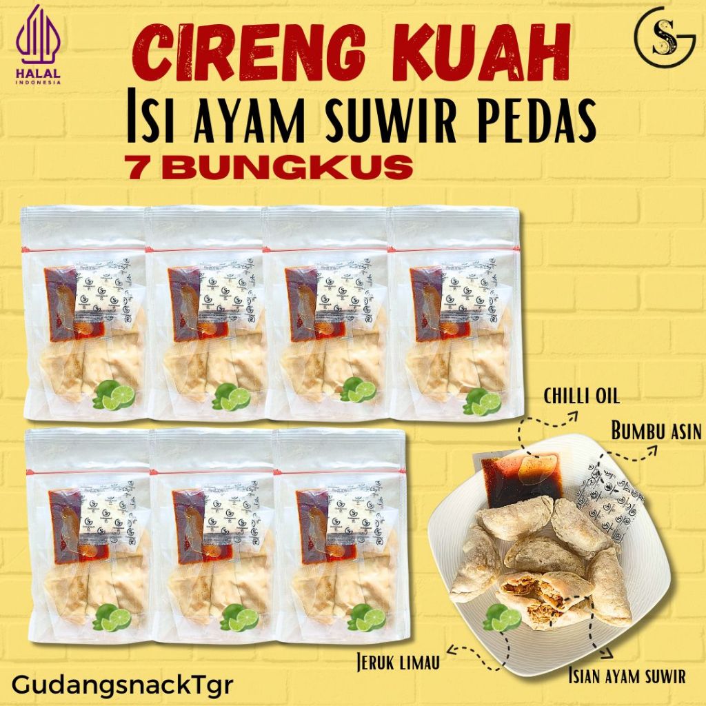 

PAKET USAHA 7 BUNGKUS CIRENG AYAM SUWIR KUAH PEDAS HOTPOT ISNTAN GUDANGSNACKTGR