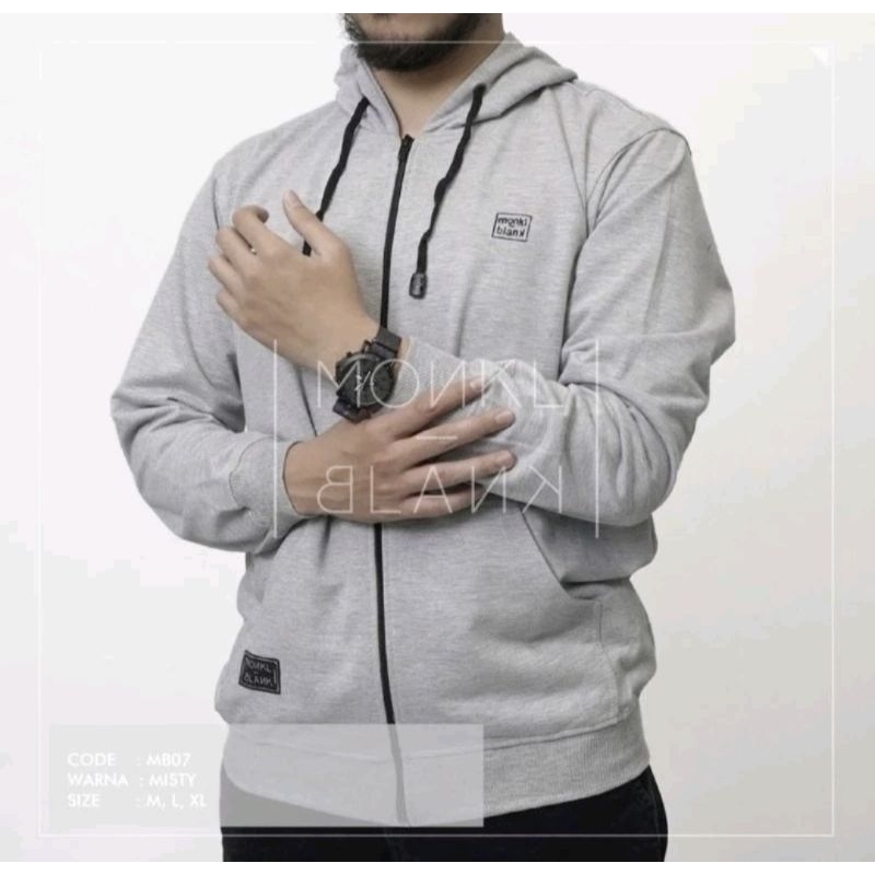 SWEATER HOODIE BERESLETING MEREK MONKL BLANK BAHAN BABY TERRY HANGAT LEMBUT