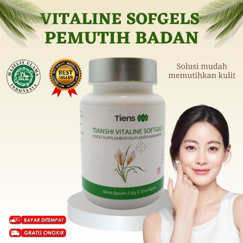 vitaline softgel Tiens softgel Tiens isi 30 kapsul vitaline softgel Tiens pemutih tubuh &amp; wajah serta mencerahkan kulit alami