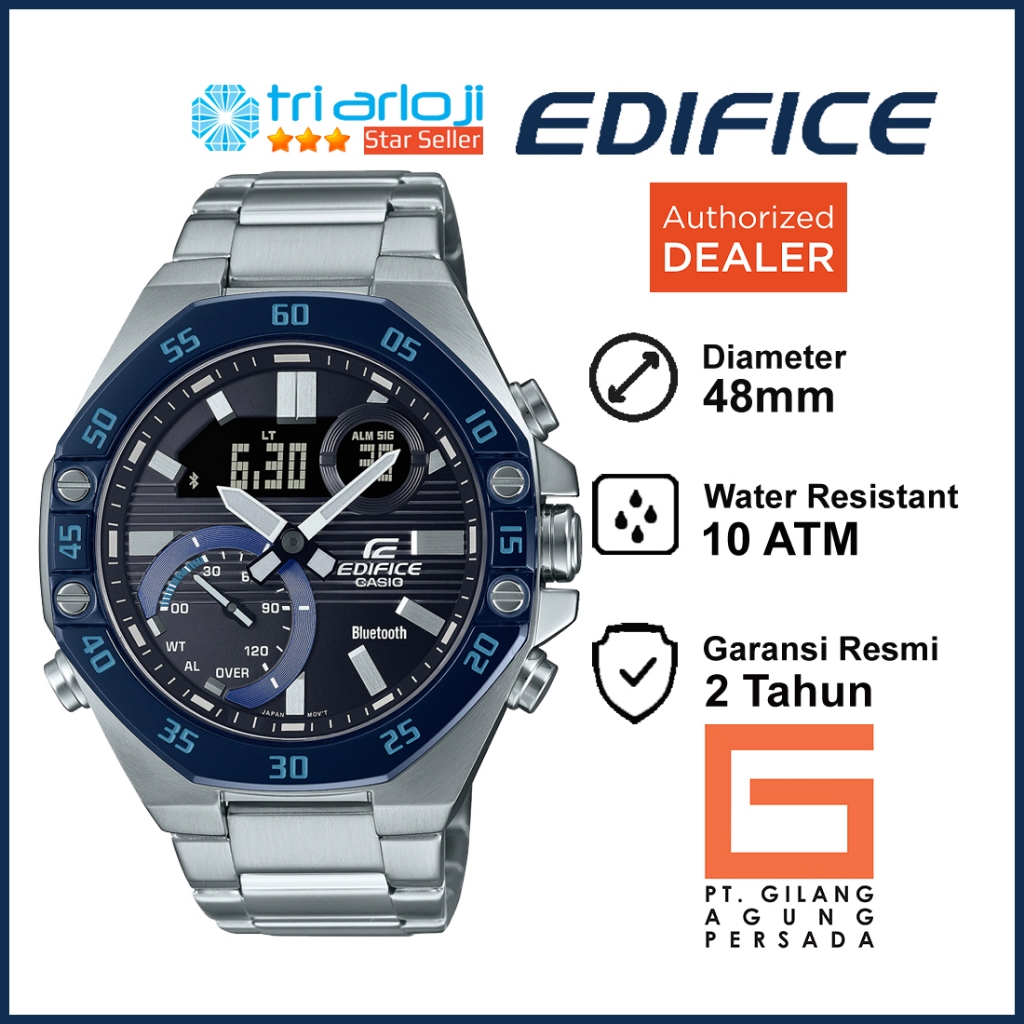 Casio EDIFICE ECB-10DB-1BDF Jam Tangan Pria Analog Digital Biru ECB10 ECB-10DB-1B  ECB10DB