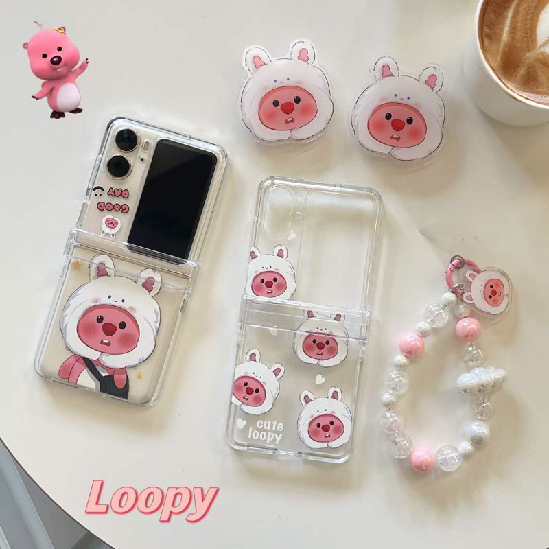 New Cute Case Pink Loopy Pororo Imut With Chain Oppo Find N2 N3 Flip Oppo Find N 3 N 2 FLIP Lucu OPP