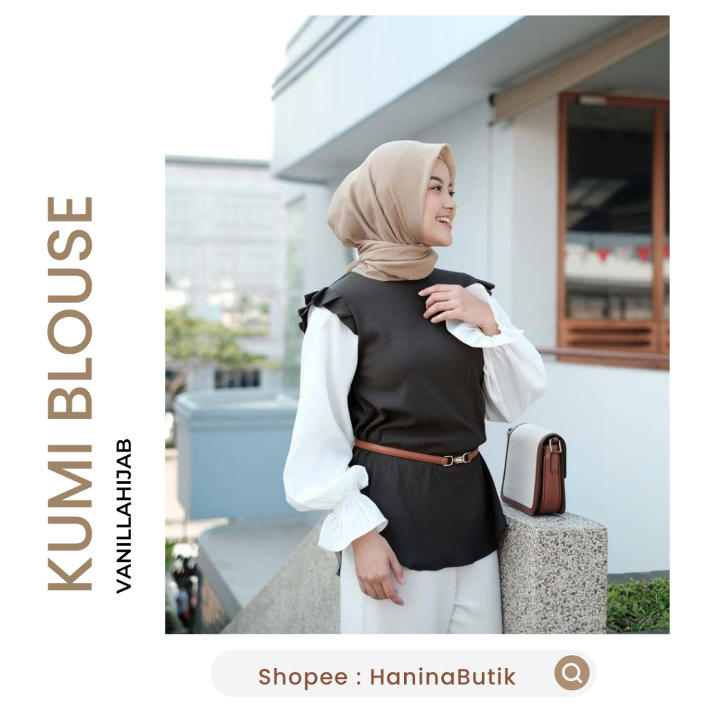 (𝗦𝗜𝗔𝗣 𝗞𝗜𝗥𝗜𝗠) KUMI BLOUSE SIZE XXL by VANILLAHIJAB | VANILLA | ATASAN LUCU KOREAN LOOK VANILLA HIJAB