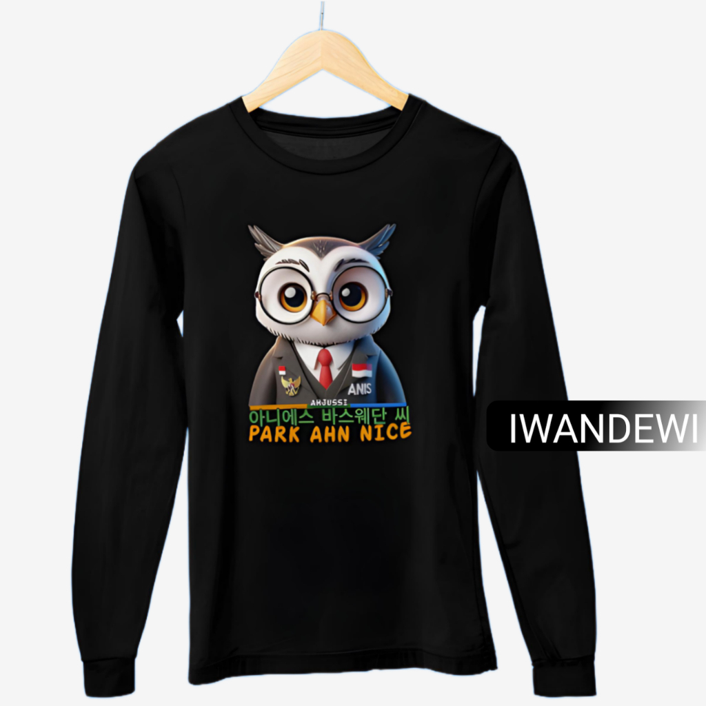 iwandewi Kaos ABAH OWL ANIES Park Ahn Nice Bahan Katun Lengan Panjang