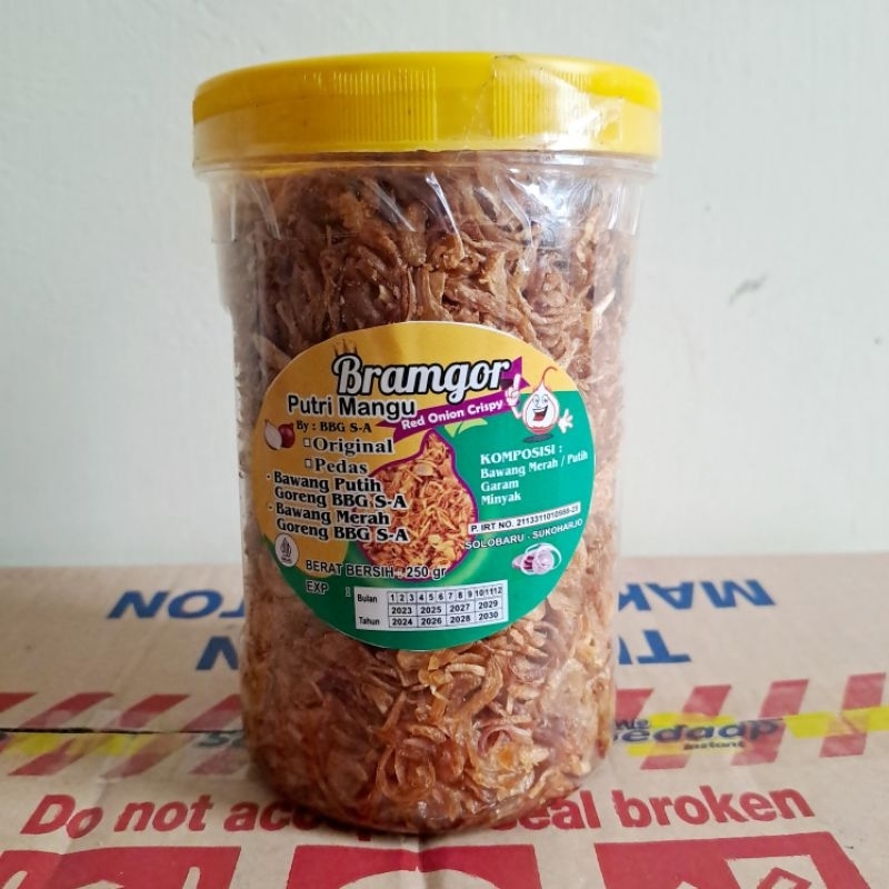 

Bawang Goreng Putri Mangu 250 g brambang goreng khas brebes