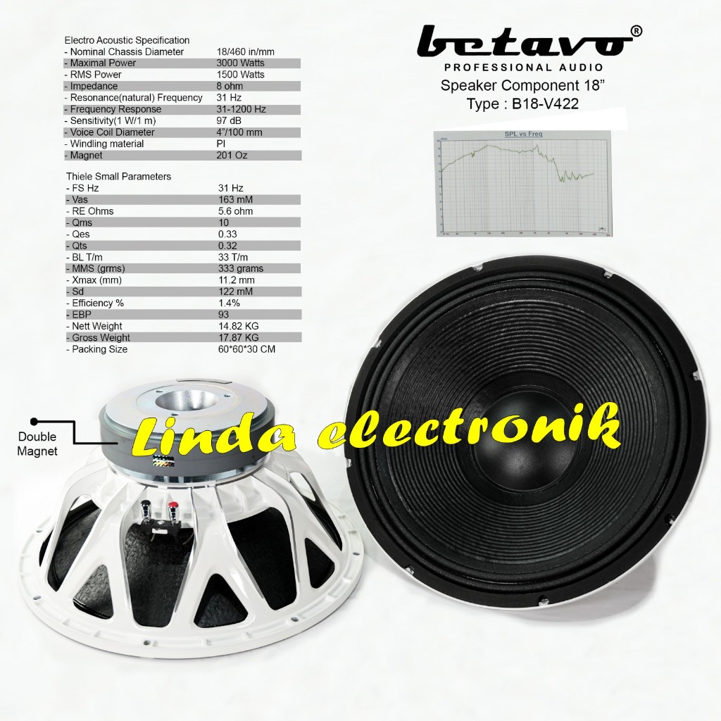 speaker komponent betavo b18 v422 / b18v422 18 inch 1 buah original