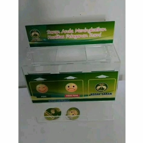akrilik kotak saran & kepuasan lengkap dg wadah koin kepuasan