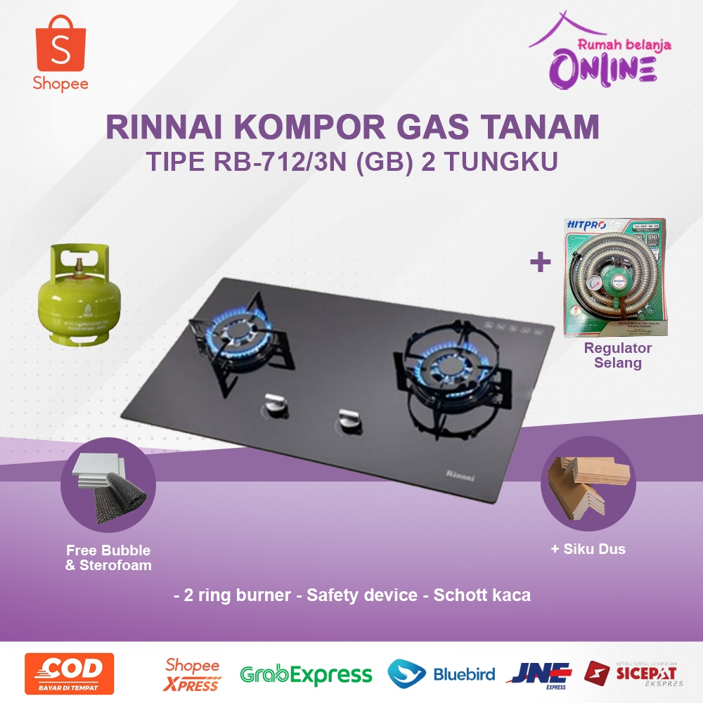 Rinnai Kompor Tanam RB-712N (GB)  KOMPOR TANAM RINNAI  KOMPOR RINNAI  KOMPOR TANAM RINNAI ORIGINAL