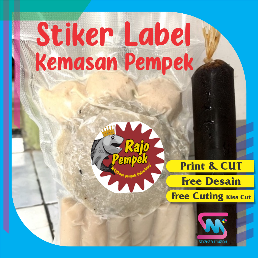 

Stiker Murah Bandung Print Sticker Label Kemasan Makanan Pempek Cromo Bulat Free Desain & Cutting A3