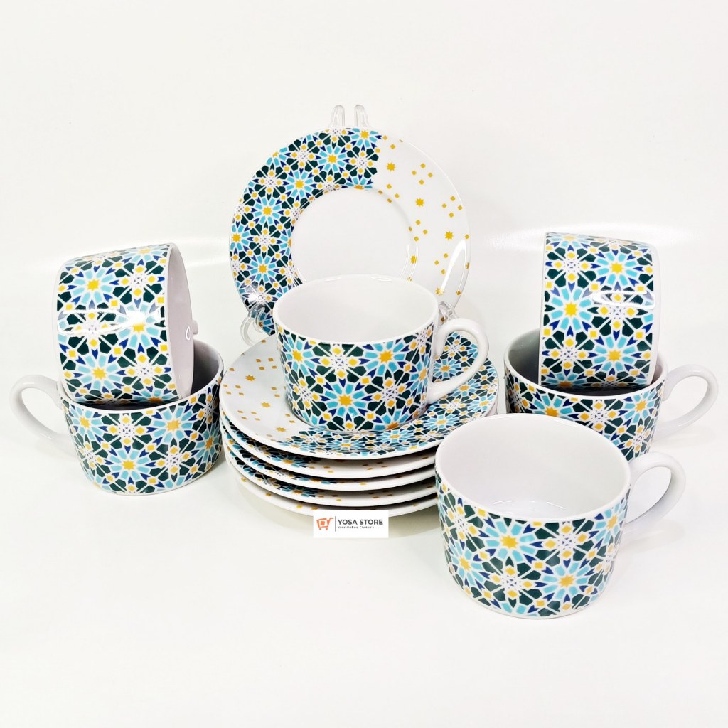 Cangkir Keramik Kopi Motif Maroko Kedaung Home  - 12 Pcs