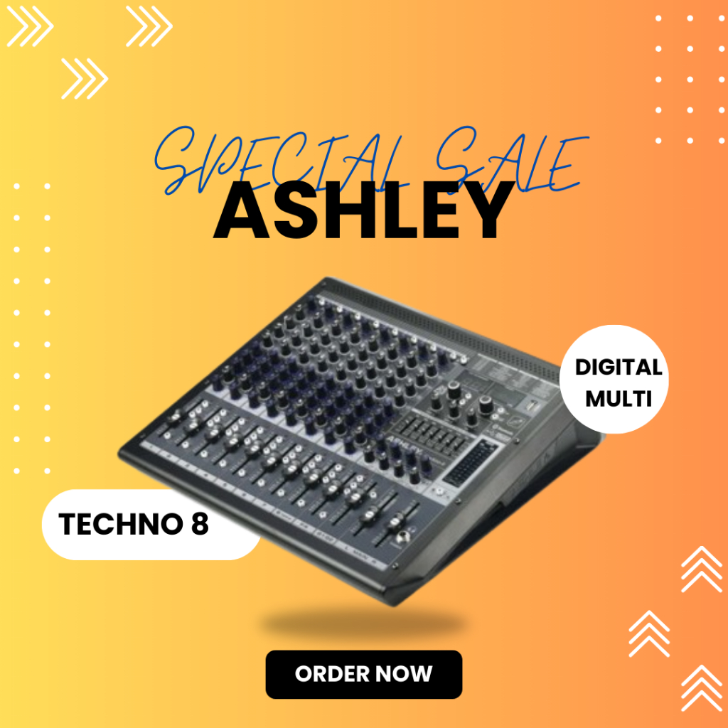 MIXER AUDIO ASHLEY TECHNO 8 / TECHNO8 / TECHNO-8 8 CHANNEL 199 DSP DSP GARANSI RESMI ASHLEY