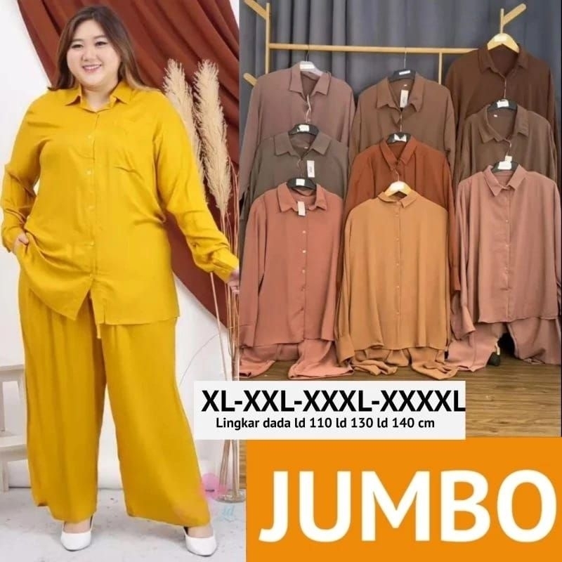 ONE SET SETELAN SUPER JUMBO XXXXL BAHAN CRINKLE LD 130 SAMPAI LD 140CM