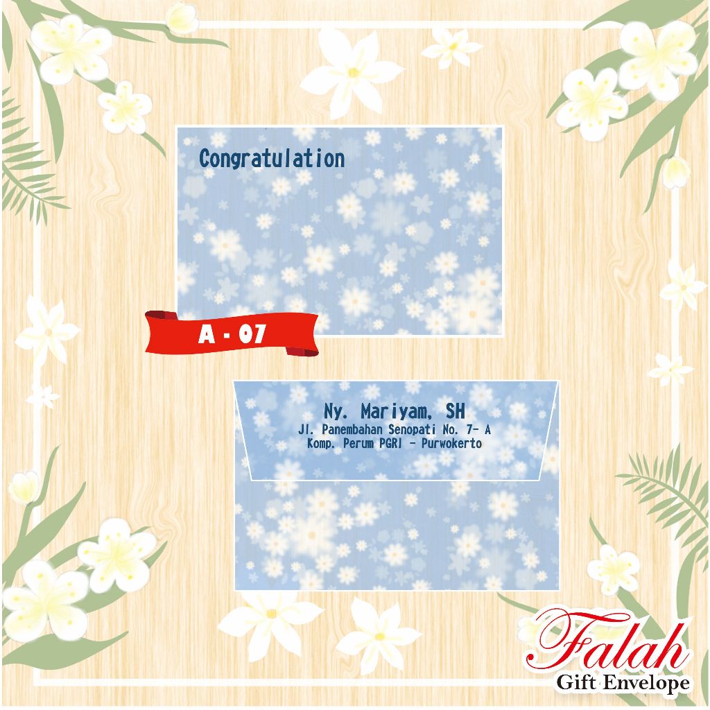 

Amplop Falah Motif A 07 Isi 50 Lembar Tanpa Tulisan