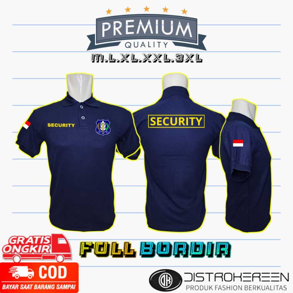 KAOS BAJU SHIRT BORDIR SECURITY LOGO BIRU - SECURITY NAVY