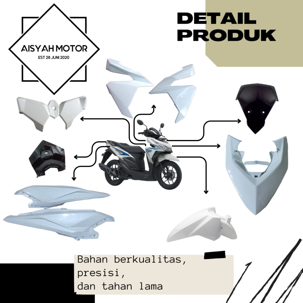 Cover Bodi Halus Honda Vario 125 Led Dan 150 Led Warna Putih Tahun 2015