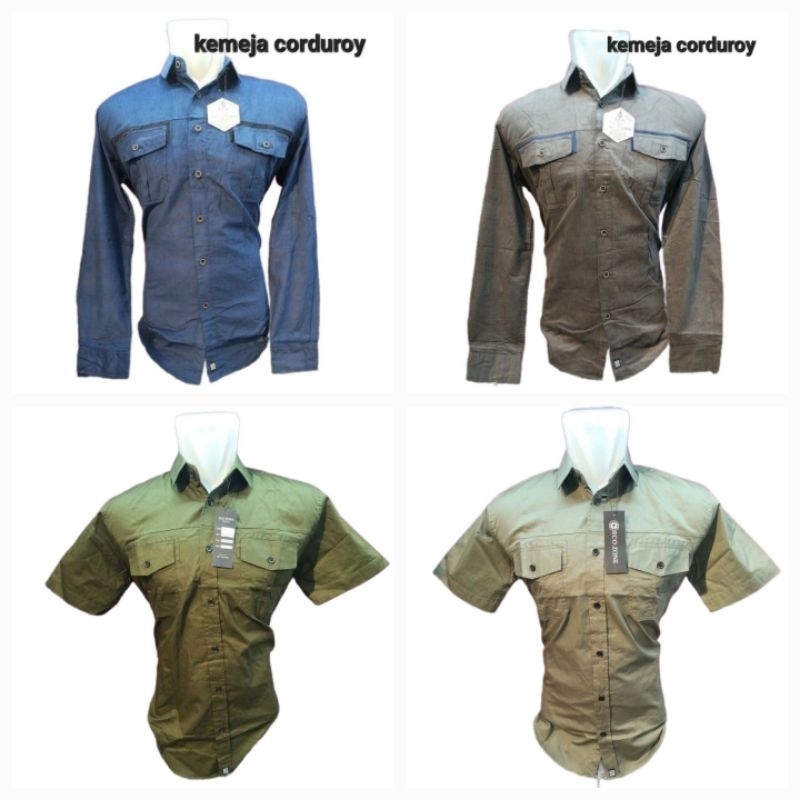 KEMEJA PRIA BAHAN KODORAI POLOS LENGAN PANJANG DAN LENGAN PENDEK