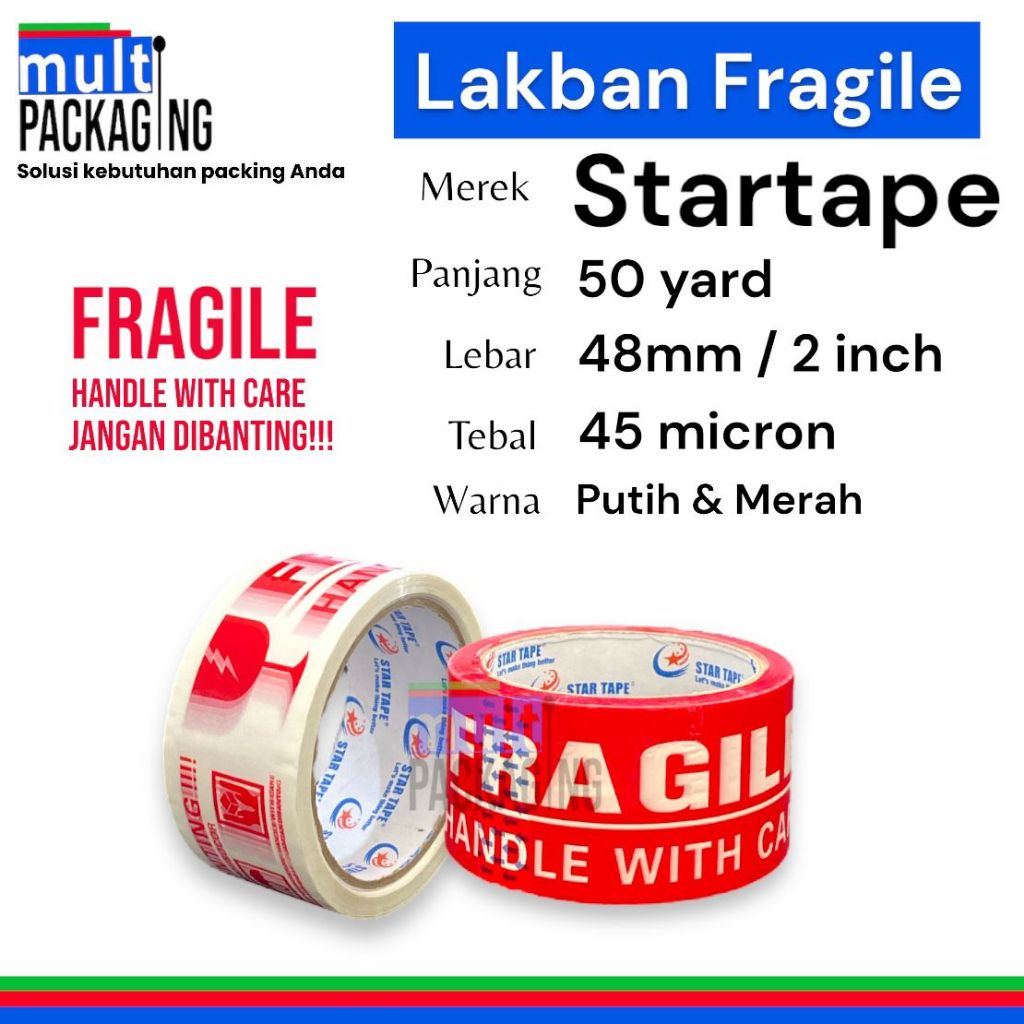 

Lakban Fragile Star Tape Uk. 2 inch x 50 yard (BOX)