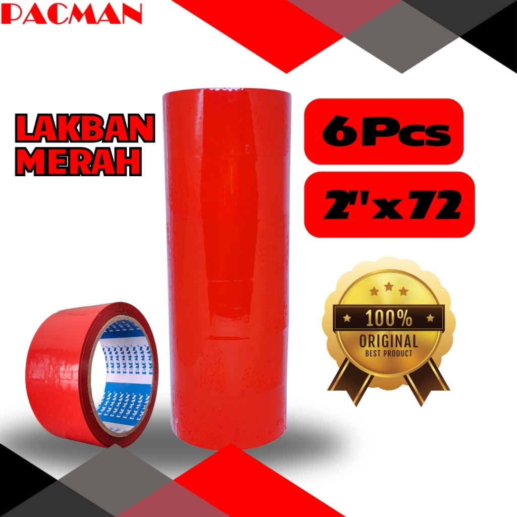 

Lakban warna Merah merk Pacman original 100% 1 slop (6 pcs)