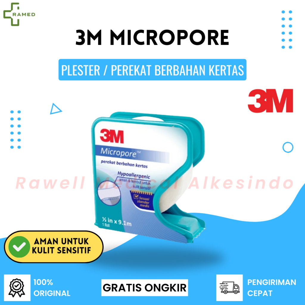 3M Micropore Tape / Plester Luka Perekat Kertas / Plester Putih Pembalut Luka