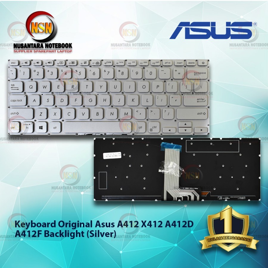 Keyboard Original Laptop Asus For ASUS A412 A412F Backlight (Silver)